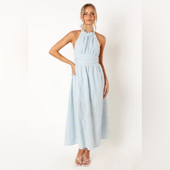 NWT PETAL AND PUP SIZE 14 TAILA HALTERNECK MIDI DRESS BLUE FLORAL - Picture 1 of 6